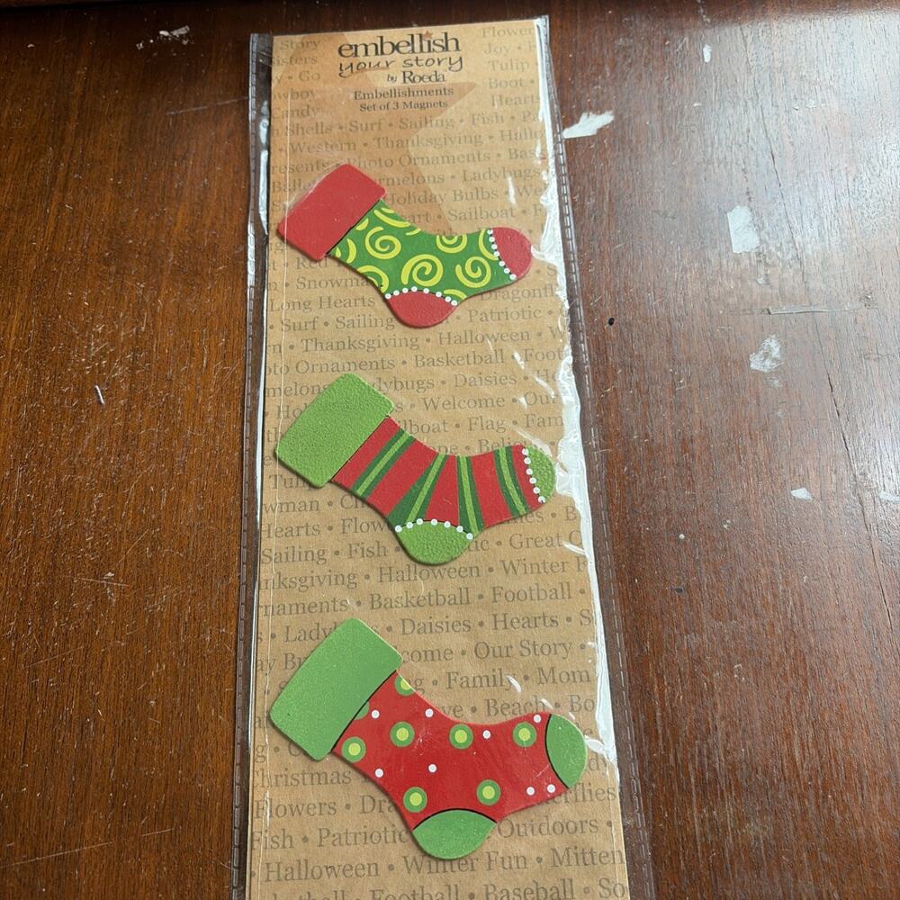 Embellish Your Story by Roeda 3 Magnet Set #18918 Holiday Stocking Christmas New